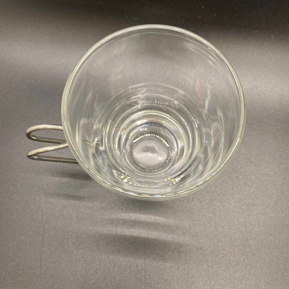 Modern Glass and Chrome Cappuccino Cups - Set of 4, Vintage Bormioli Rocco Verdi - Picture 3 of 5